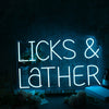 Licks And Lather Blue Neon Sign