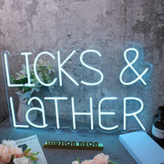 Licks And Lather Blue Neon Sign