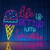 Life Is Better With Sprinkles Led Neon Sign Ice Cream Led Light Cream Coffee Deco