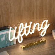 Lifting Yellow Neon Sign