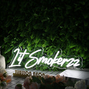 Lit Smokerzz White Neon Sign