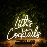 Lith's Cocktails Yellow Neon Sign