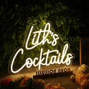 Lith's Cocktails Yellow Neon Sign