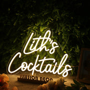 Lith's Cocktails Yellow Neon Sign