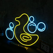 Little Yellow Duck With Bubble Neon Sign