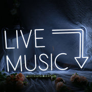 LIVE MUSIC Here White Neon Sign