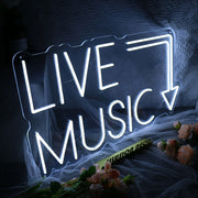 LIVE MUSIC Here White Neon Sign