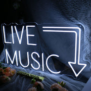 LIVE MUSIC Here White Neon Sign