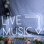 LIVE MUSIC Here White Neon Sign