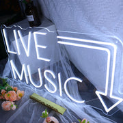 LIVE MUSIC Here White Neon Sign