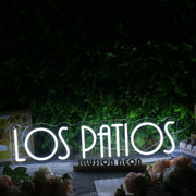 Los Patios White Neon Sign