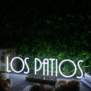 Los Patios White Neon Sign