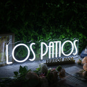 Los Patios White Neon Sign