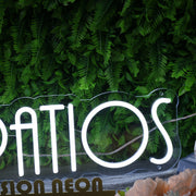 Los Patios White Neon Sign