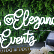 Love Elegance Events White Neon Sign