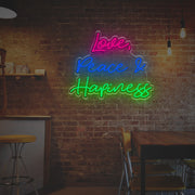 Love Peace Happiness LED Neon Sign