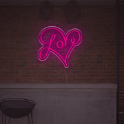 Love With Lovely Heart LED Neon Sign