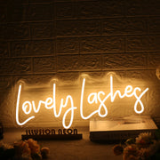 Lovely Lashes Yellow Neon Sign