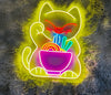 Lucky Cat Eating Noodles Neon Sign