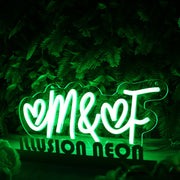 M And F Green Neon Sign