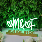 M And F Green Neon Sign