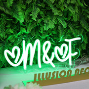 M And F Green Neon Sign