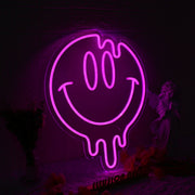 Melting Smile Face Pink Neon Sign