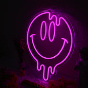 Melting Smile Face Pink Neon Sign