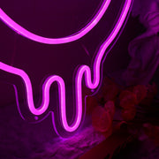 Melting Smile Face Pink Neon Sign