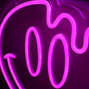 Melting Smile Face Pink Neon Sign