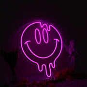 Melting Smile Face Pink Neon Sign