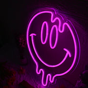 Melting Smile Face Pink Neon Sign