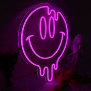 Melting Smile Face Pink Neon Sign