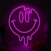 Melting Smile Face Pink Neon Sign