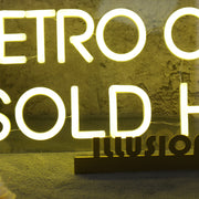 Metro Cards Sold Here Yellow Neon Sign