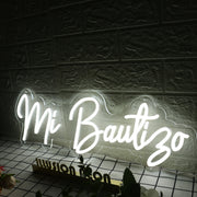 Mi Bautizo White Neon Sign