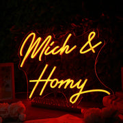 Mich And Horny Orange Neon Sign