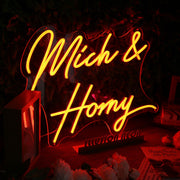 Mich And Horny Orange Neon Sign