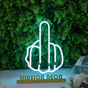 Middle Finger Blue Neon Sign