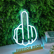 Middle Finger Blue Neon Sign