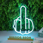 Middle Finger Blue Neon Sign