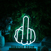 Middle Finger Blue Neon Sign