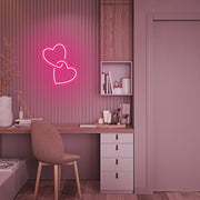 Mini Hearts Lock Neon Sign