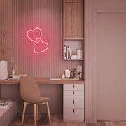 Mini Hearts Lock Neon Sign