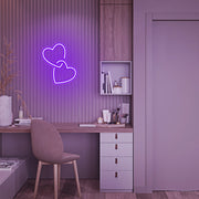 Mini Hearts Lock Neon Sign