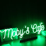 Moby's Cafe Green Neon Sign