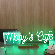 Moby's Cafe Green Neon Sign