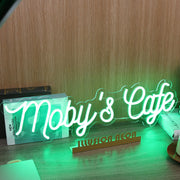 Moby's Cafe Green Neon Sign