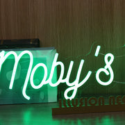 Moby's Cafe Green Neon Sign