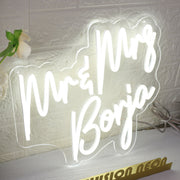 Mr And Mrs Boria White Neon Sign